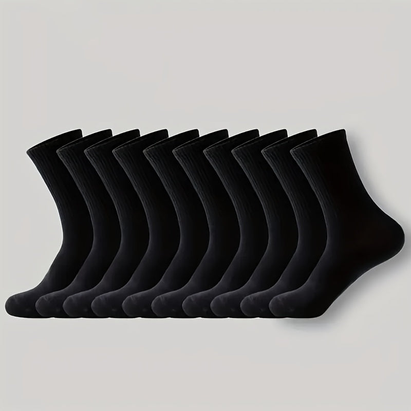 20 Pairs Unisex Mid-Calf Black and White Knit Socks for Autumn Winter