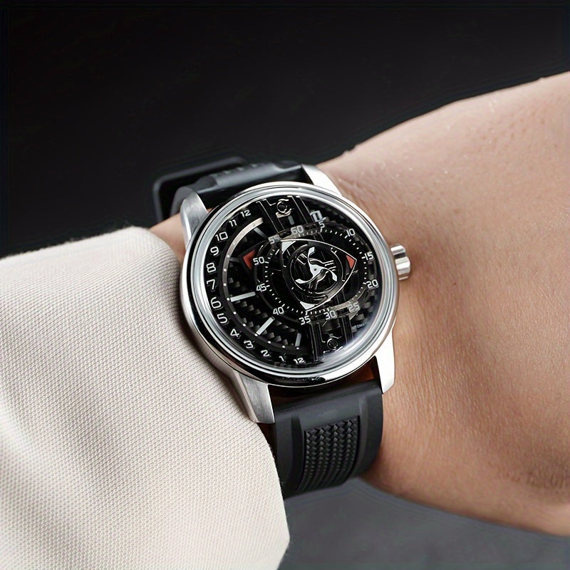 Men's Automatic Mechanical Watch Stainless Steel Hollow Waterproof 50m Leather Rotor