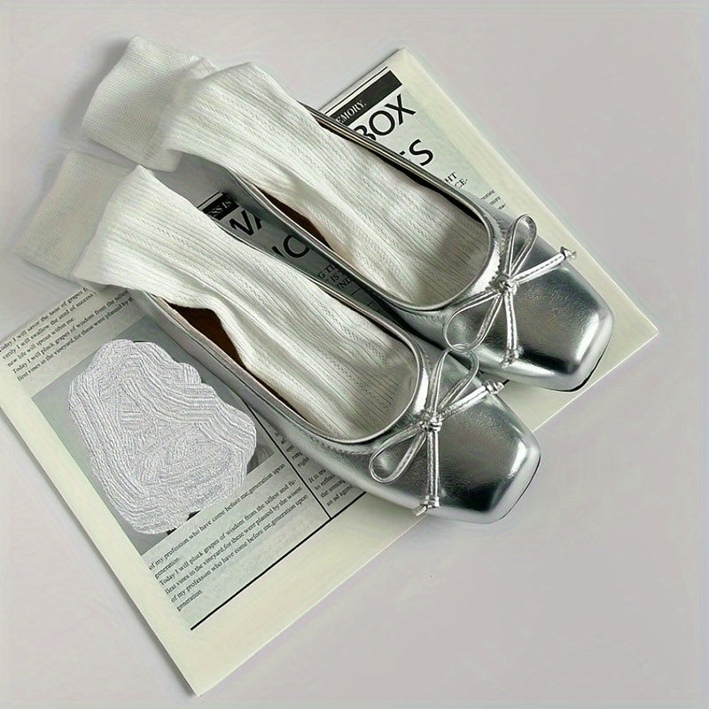 Zapatos casuales de punta cuadrada sin cordones con cubierta sintética para mujer