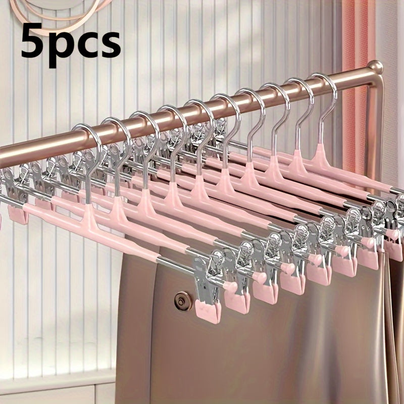 Juego de 5 perchas antideslizantes de acero inoxidable para pantalones, faldas, sujetadores y bufandas, organizador de armario que ahorra espacio