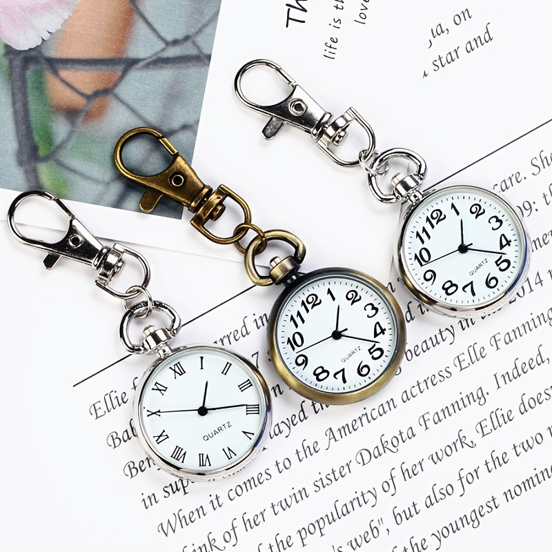 Large Transparent Pocket Watch Keychain for Nurses Students Exams Quartz Movement