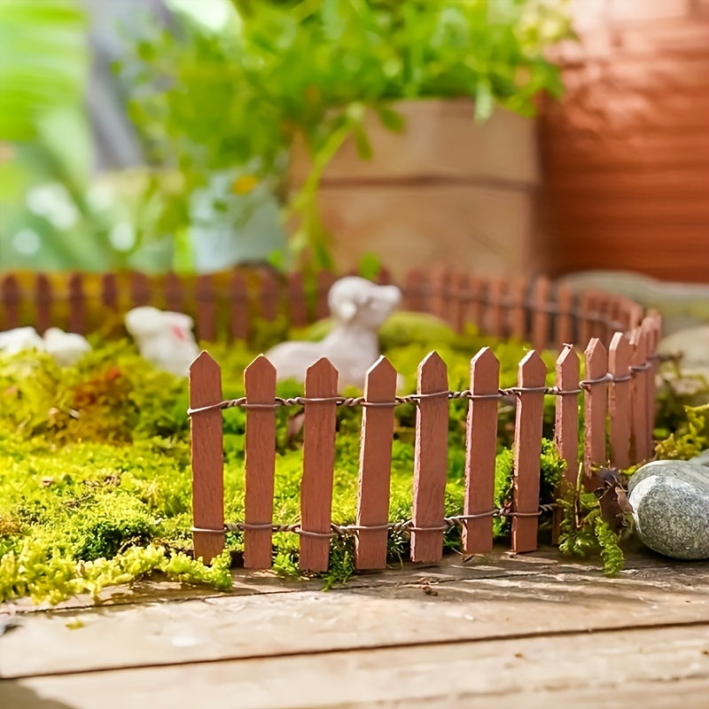 Mini Wooden Fairy Garden Fence White Chocolate Miniature Garden Decor for Home and Garden