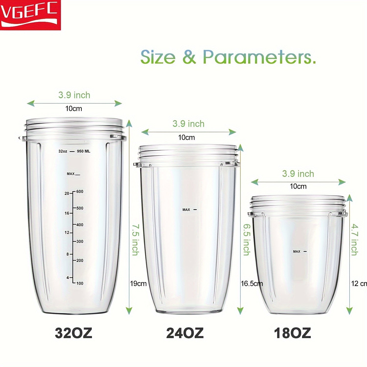 NutriBullet Blender Accessories Clear Plastic Cup Lids with Measurement Markings Leakproof Flip-Top Lid Blade Assembly Compatible with 600W 900W Models