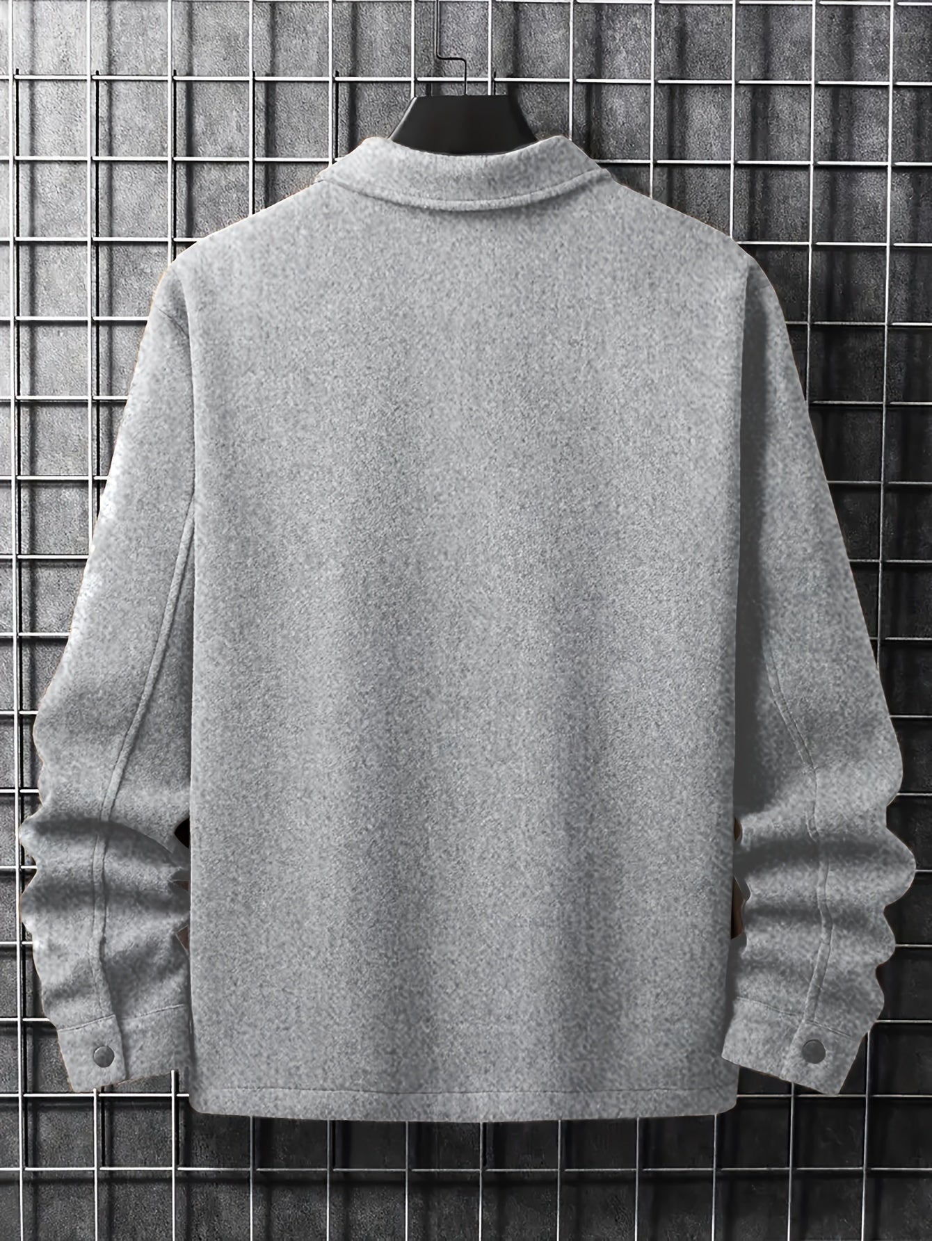 Men's Plus-Size Casual Wool Blend Jacket with Front Pocket and Turn-Down Collar