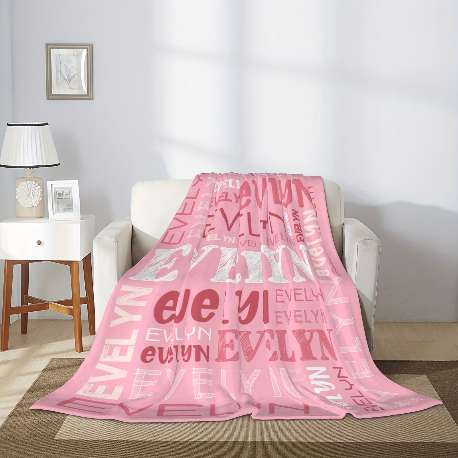 Personalized Flannel Blanket with Name Soft 100% Polyester for Adults Home Travel