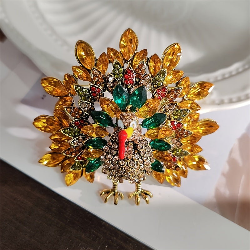 Luxury Peacock Brooch Pin Irregular Rhinestone Design for Women Men