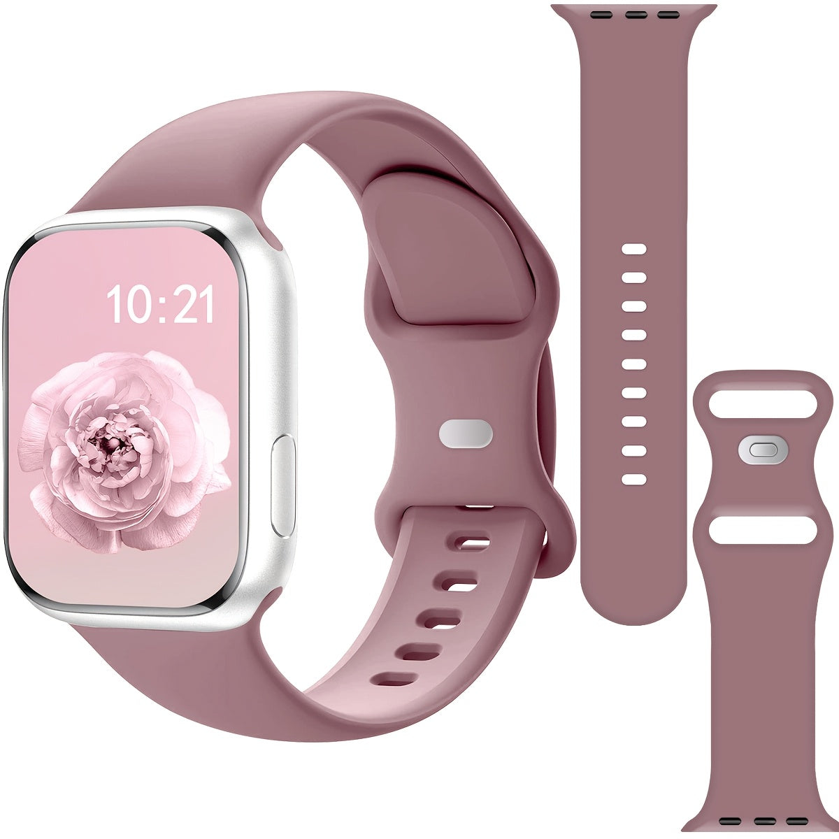 Waterproof Silicone Sport Watch Band with Floral Design for Apple Watch 38mm-49mm