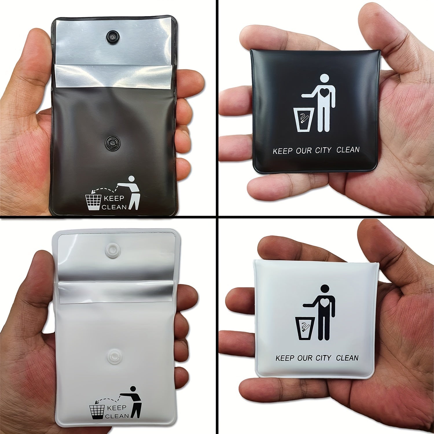 Unisex Aluminum Pocket Ashtray Smell-Proof Black Travel Disposal Pouch