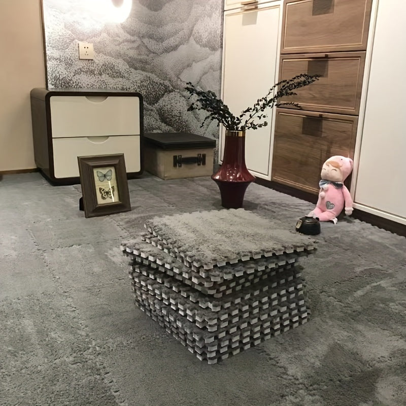 Juego de 10 baldosas de moqueta entrelazadas, alfombrillas de puzzle lavables, 29,97 cm