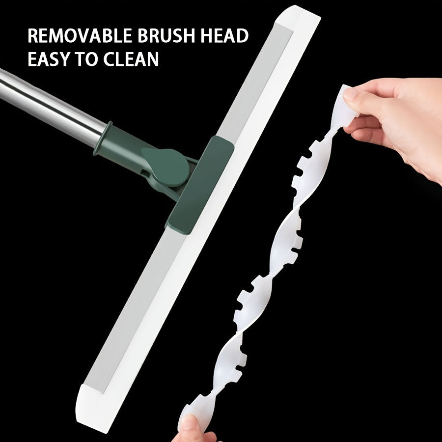 Escoba de silicona con mango extendido, cabezal giratorio, ecológica, versátil