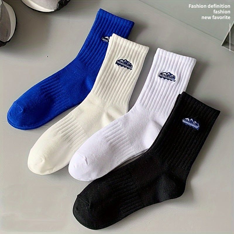 Men's Casual Sports Socks Pack of 4 Breathable Knit Polyester Spandex for Spring Summer