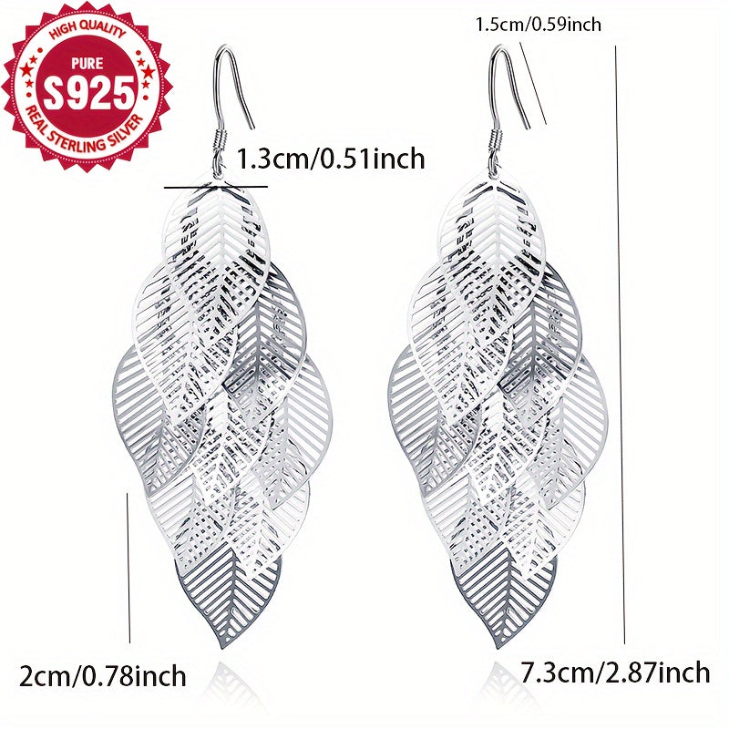 Sterling Silver Dangle Earrings Christmas Tree Design Elegant Holiday Jewelry