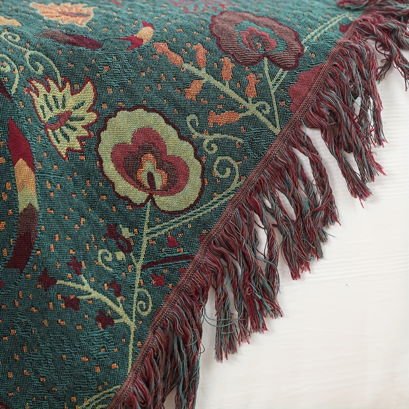 Manta de felpa para sofá y sala de estar Colores vibrantes detalles de borlas encanto rústico