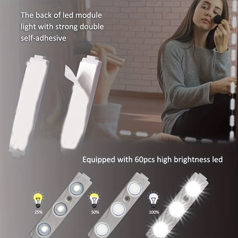 LED Vanity Lights Kit with Dimmable USB-Powered 6 or 42 LEDs for Mirror Lighting