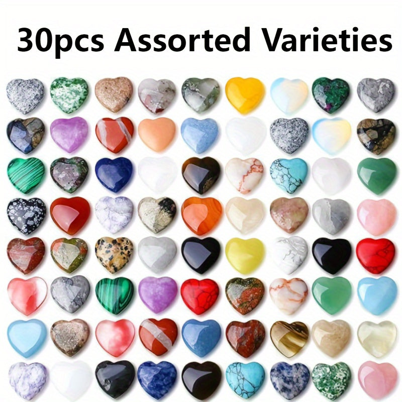 Heart Shaped Crystal Stones Set of 30 Assorted Styles for Gift Giving