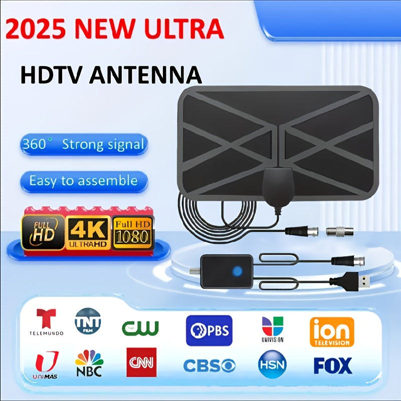 2025 Ultra HD ichki TV antennasi signal kuchaytirgichi 4K 1080P ni qo'llab-quvvatlaydi, USB bilan quvvatlanadi