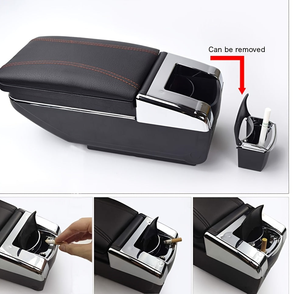 Car Interior Center Console Armrest Box With Cup Holder And Removable Tray