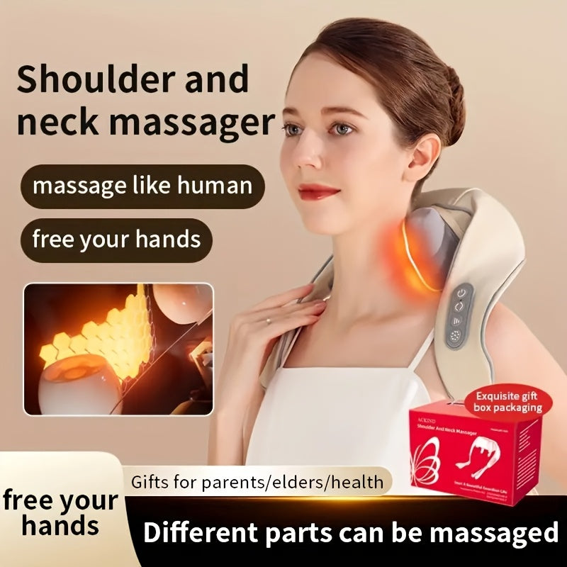 Portable Neck and Shoulder Massager with Heat Therapy Rechargeable Lithium Battery