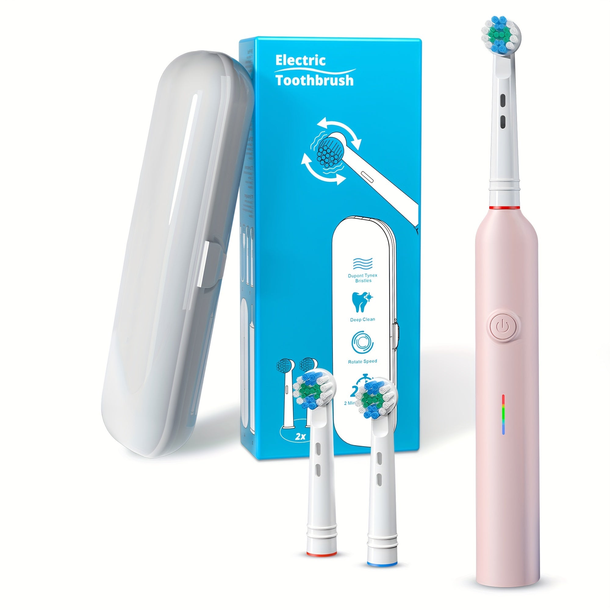 Electric Toothbrush for Adults Rotating 3 Modes 2 Brush Heads Waterproof