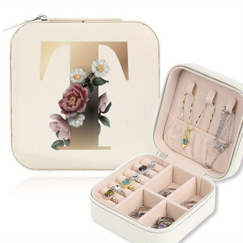 Mini Portable Zipper Jewelry Storage Box for Rings Necklaces and Studs