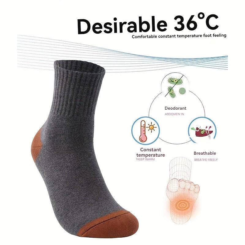 Men's Sports Crew Socks 10 Pairs Geometric Letter Pattern Cotton Polyester