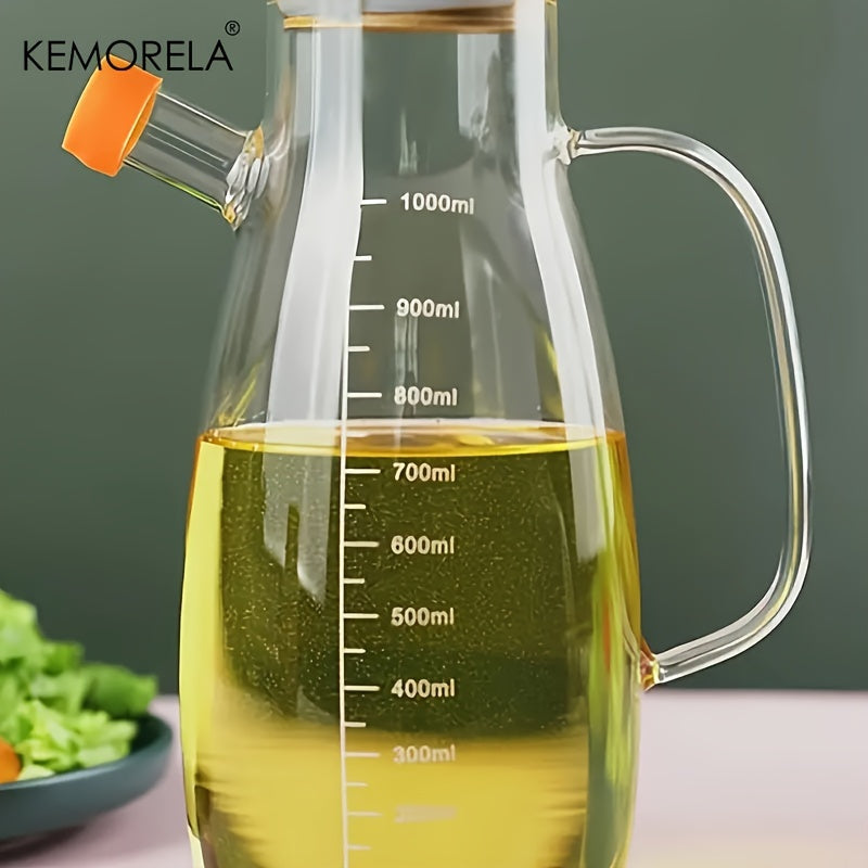 Glass Olive Oil Dispenser Leak-Proof Condiment Bottle with Measurements Rectangular Shape