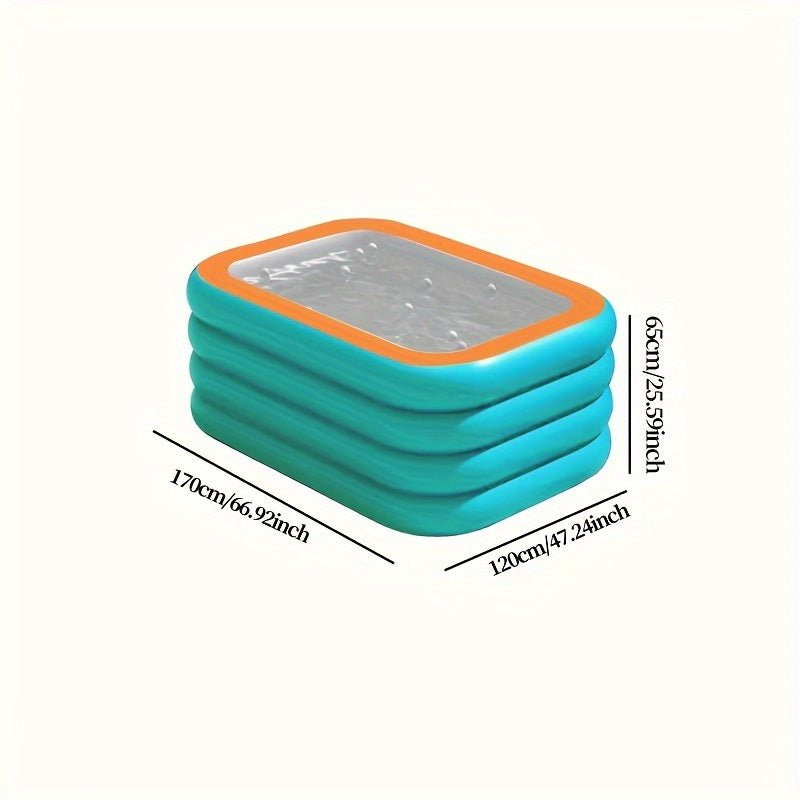 Piscina inflable grande para familias con 4 aros, resistente y duradera de PVC para exteriores