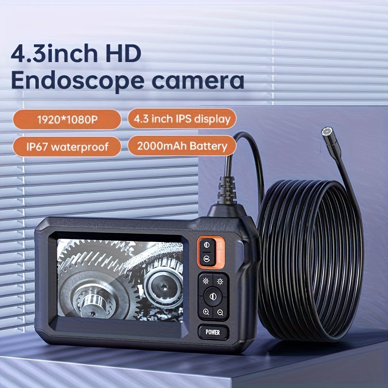 INSKAM Sanoat Endoskopi Tekshirish Kamerasi 4.3" IPS LCD, 8mm Yagona Linza, Batareya/USB Quvvatlangan, 1080P HD Avtomobil Ta'miri, Quvur, Uy Tekshiruvi uchun