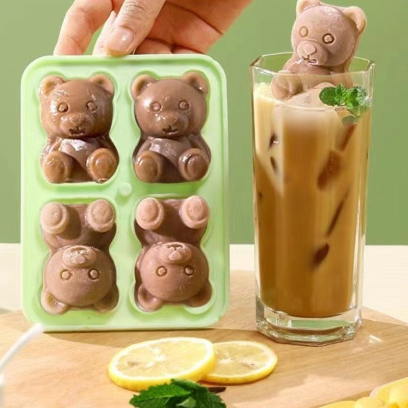 Yozgi Silikon Muz Kublari Formasi 4-chiqishlik Teddy Bear Muz Kublari, Oson chiqarish