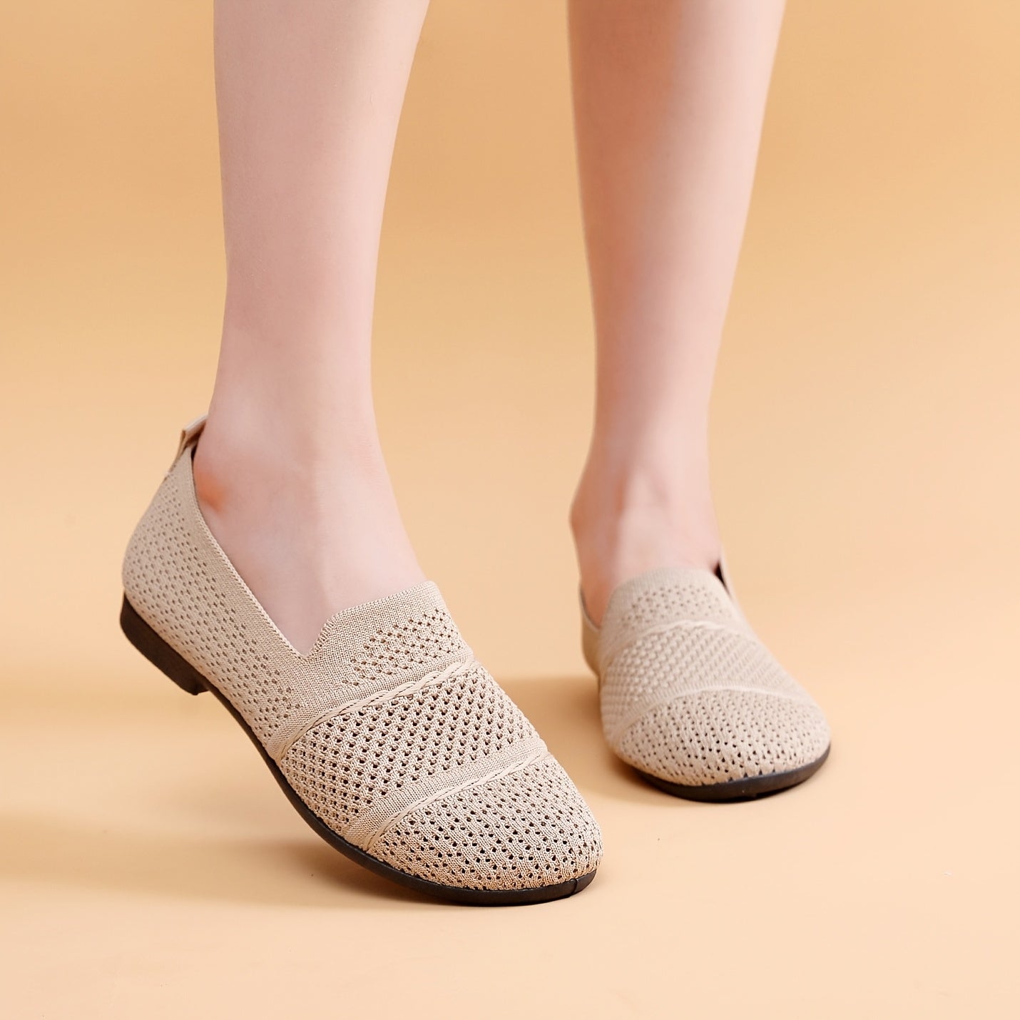 Women's Knit Mesh Slip-On Casual Shoes Lightweight Breathable Flats