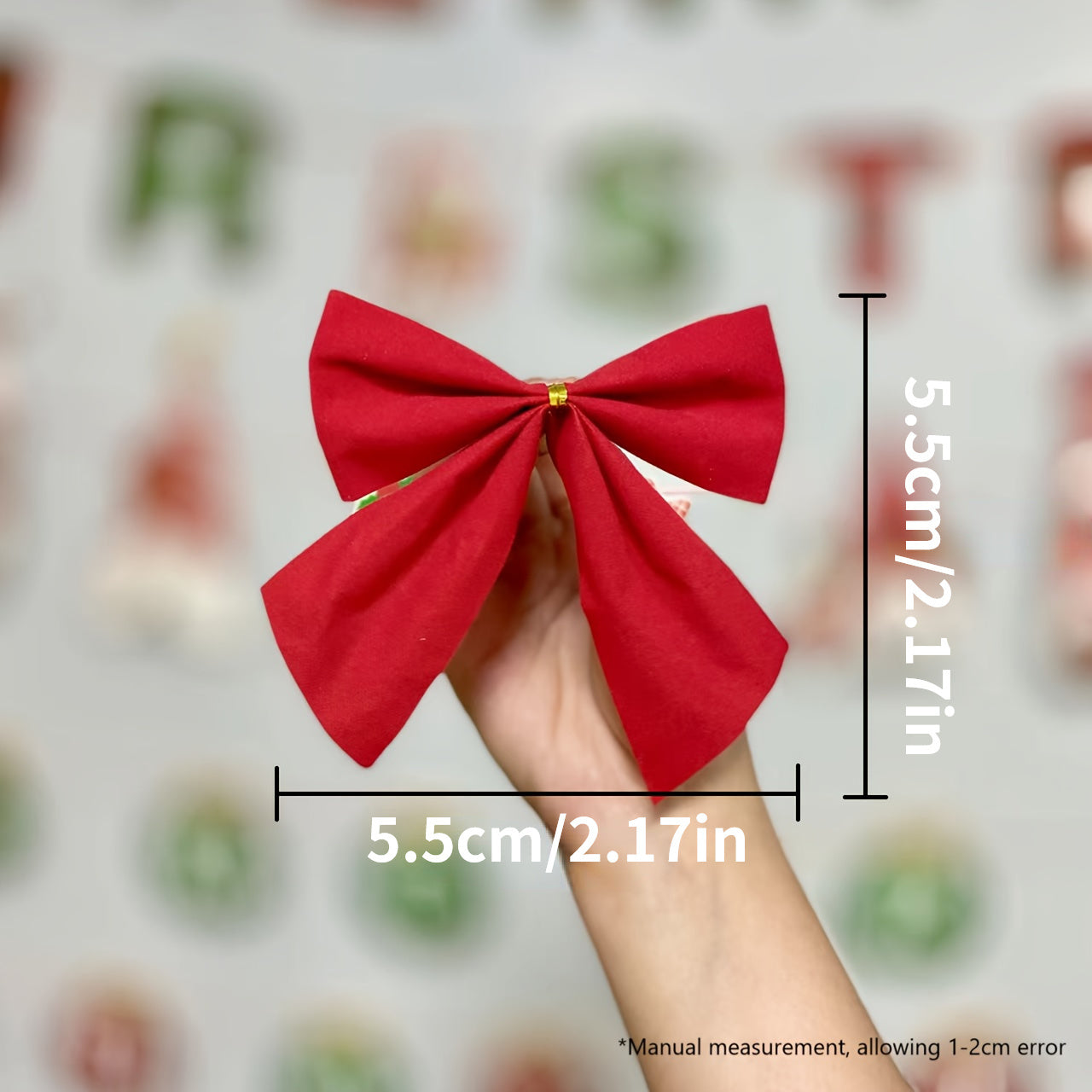 12-Pack Red Christmas Tree Bows Festive Plastic Fabric Holiday Decor