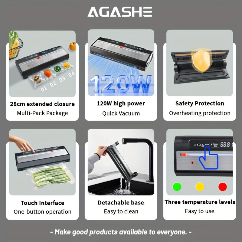 Vacuum Sealing Machine for dry wet food with touch buttons digital display