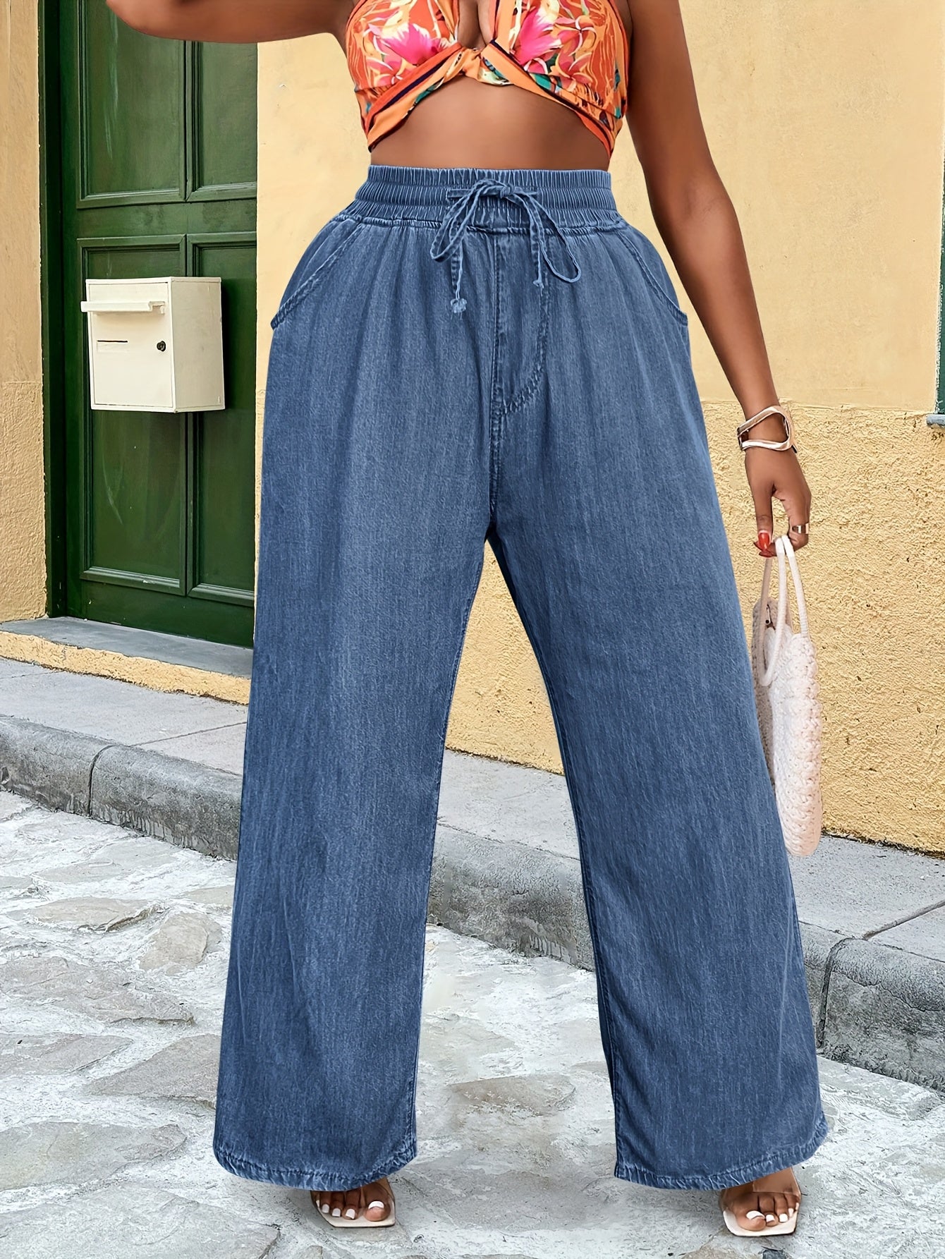 Women's Plus Size Lightweight Denim Jeans Relaxed Straight-Leg Casual Comfort