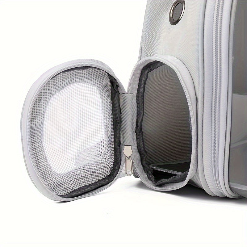 Прозрачный рюкзак-переноска для кошек с застежкой на молнии - дышащий и удобный дизайн космической капсулы для домашних животных.