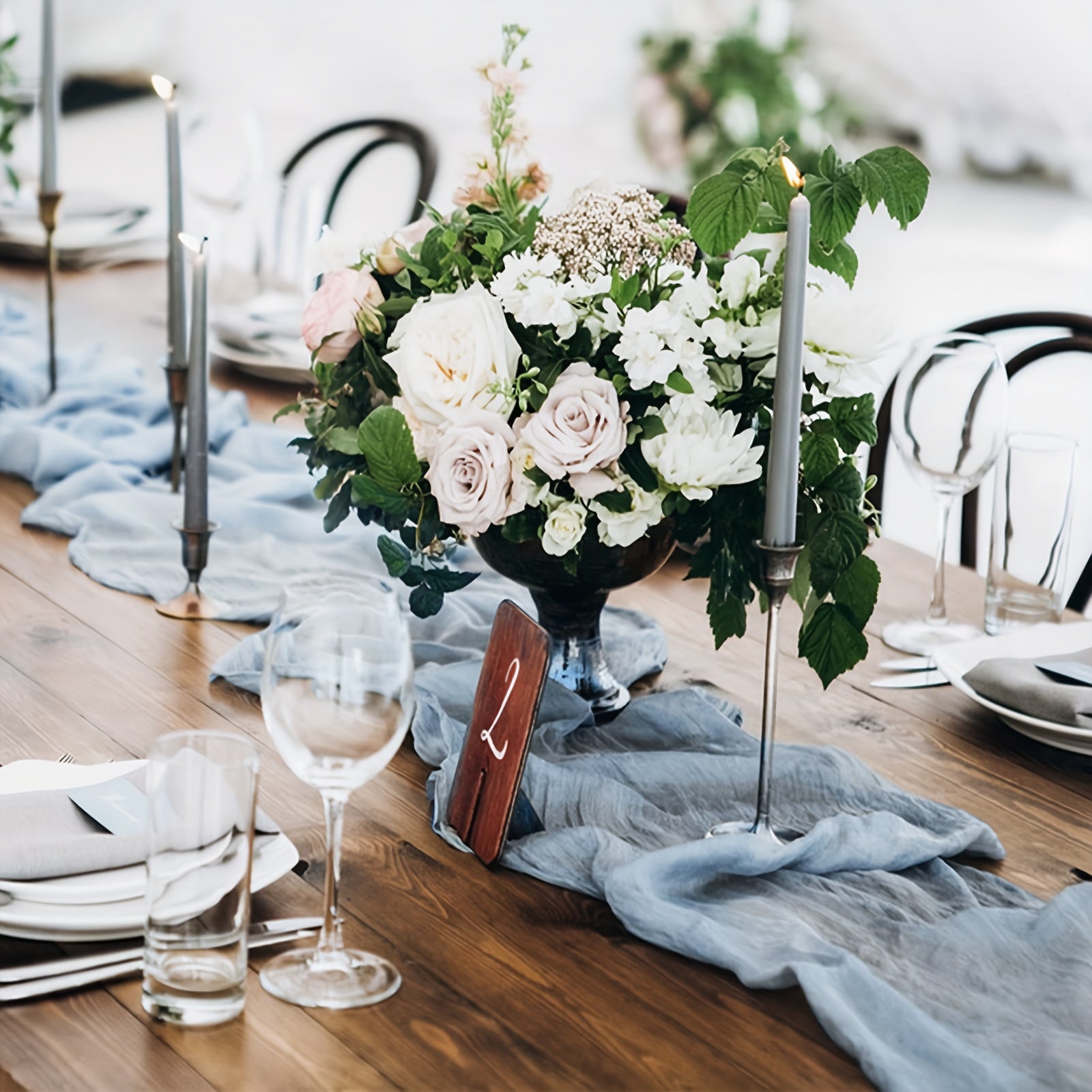 Set of 5 Handmade Polyester Table Runners for Weddings and Events