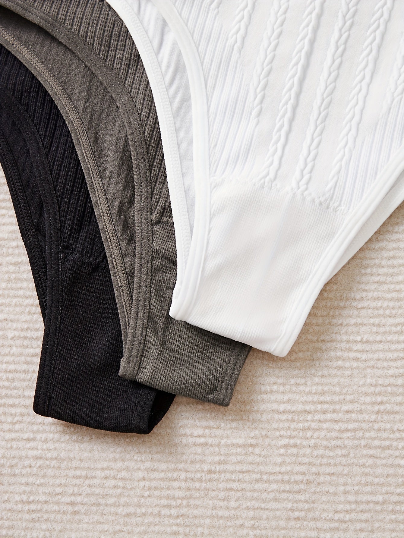 Seamless Lingerie Set for Women 6-Piece Solid Color Mid-Rise Briefs Polyamide Elastane