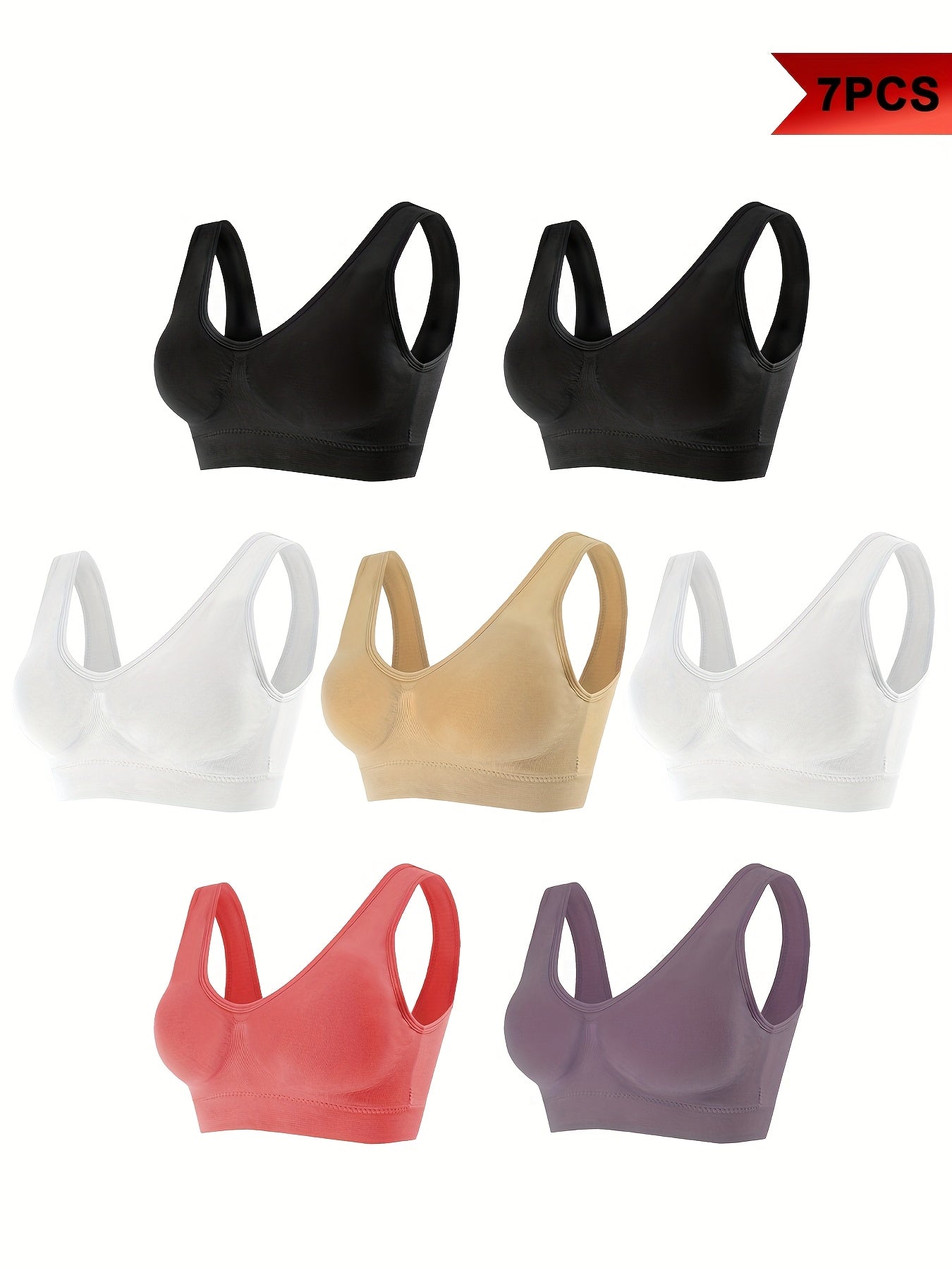 Plus-Size Wireless Sports Bra Compression Seamless Cross-Back Removable Pads