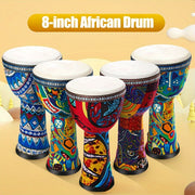 8-Inch African Djembe Drum for Beginners with Goatskin Head in Red Yellow Blue