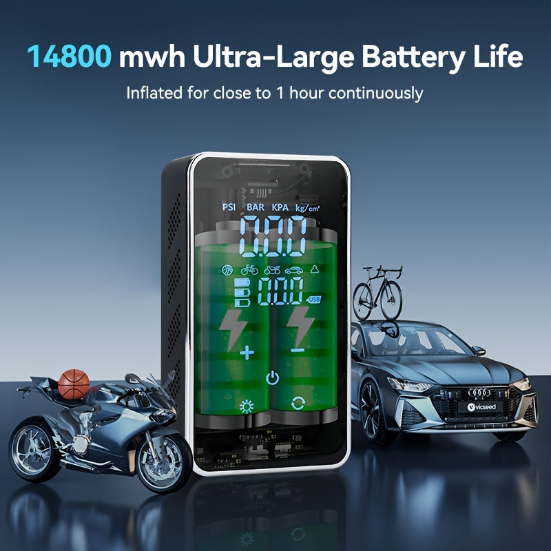 Portable Electric Tire Inflator Air Compressor 150 PSI Cordless Touch Screen