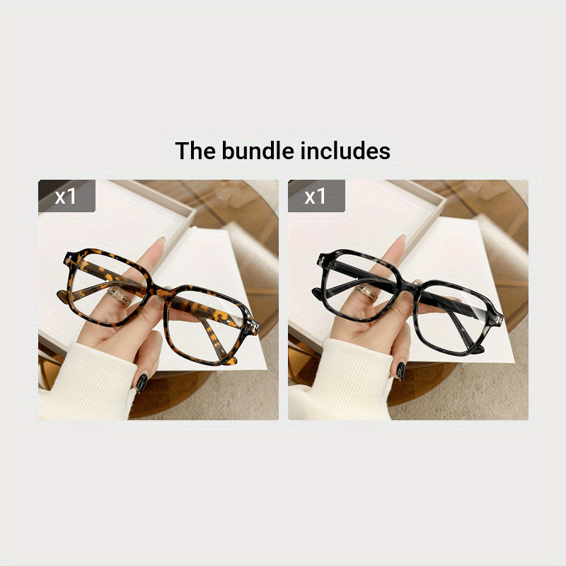 Унисекс ретро очки с квадратной оправой из черепахового пластика с прозрачными линзами