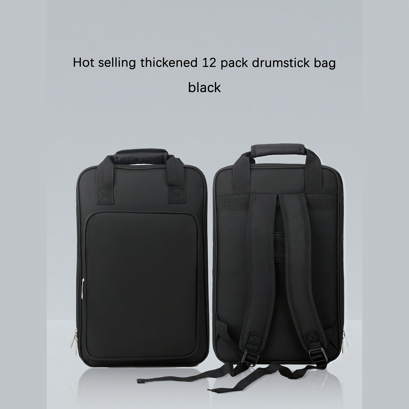 Water-Resistant Drumstick Bag with Cushioned Straps Holds 12 Pairs Black Professional Carry Backpack