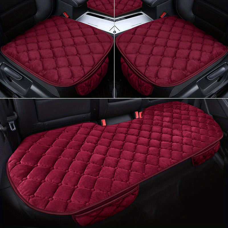 Plush Car Seat Cushions Set with Storage Bag Soft Warm Comfortable Universal Fit