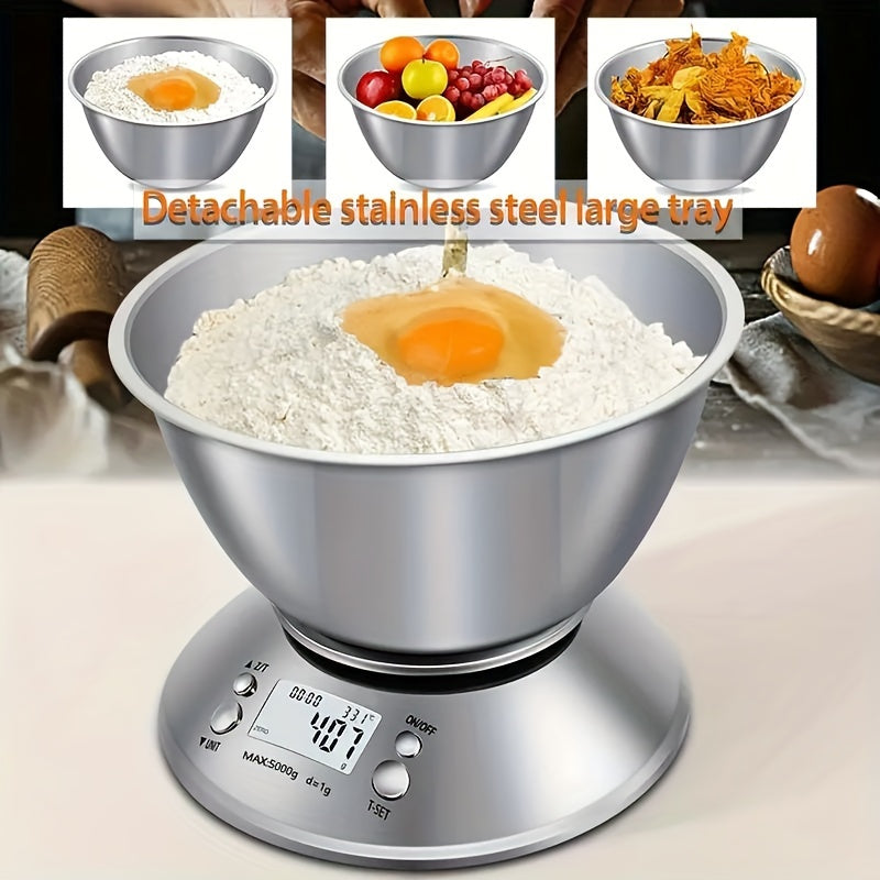 Digital Kitchen Scale 5kg Stainless Steel Food Scale for Baking Cooking