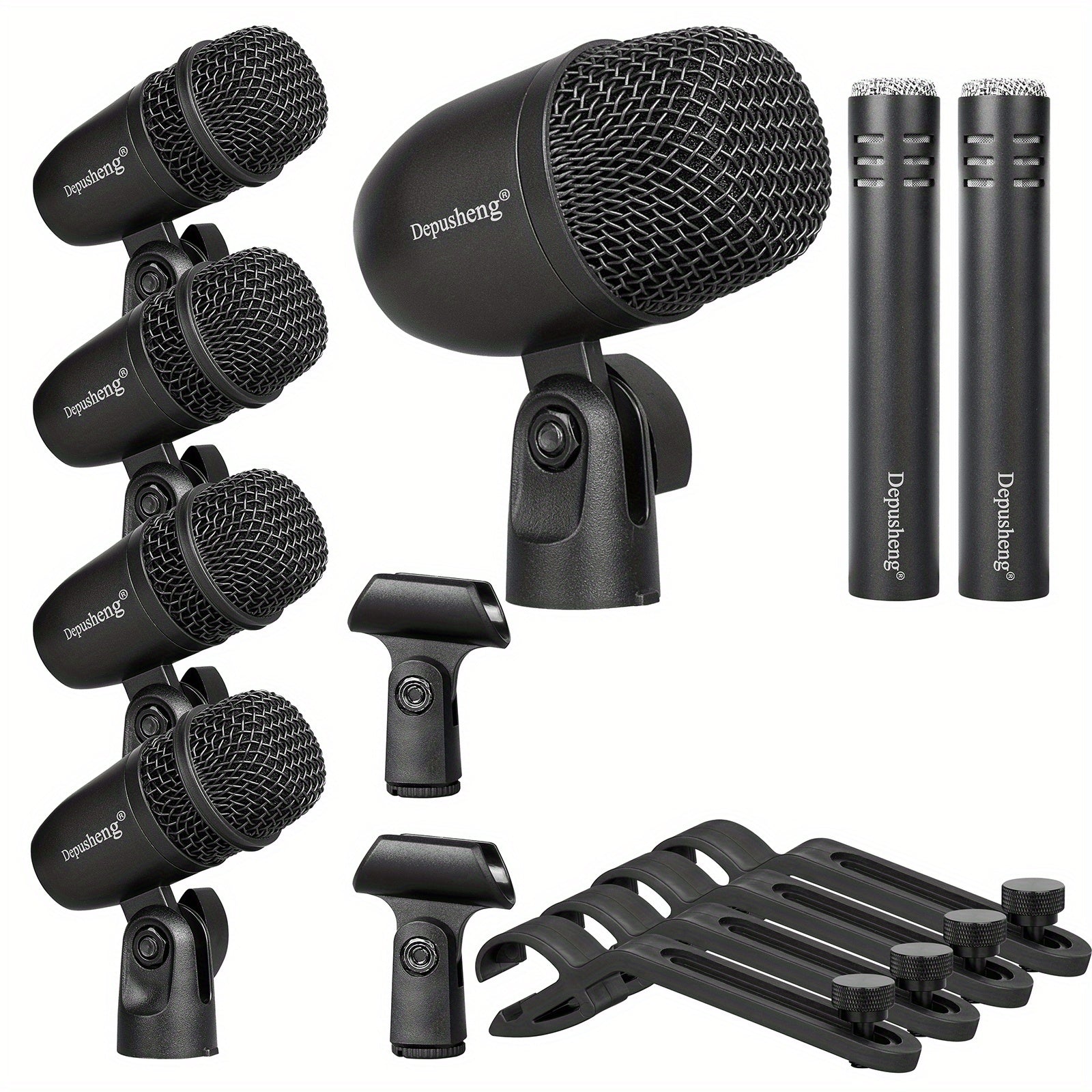 7pcs Wired Dynamic Microphone Kit for Drums All-Metal Construction for Stage Use