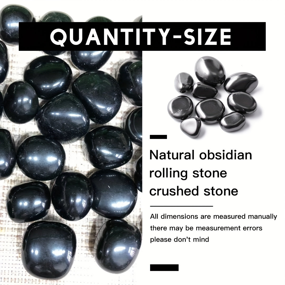 Set of 5 Black Obsidian Polished Healing Crystals for Water Purification and Home Decor
