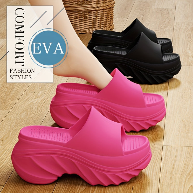 Women’s Summer EVA Slip-On Slippers Soft Non-Slip Open-Toe Pink Black