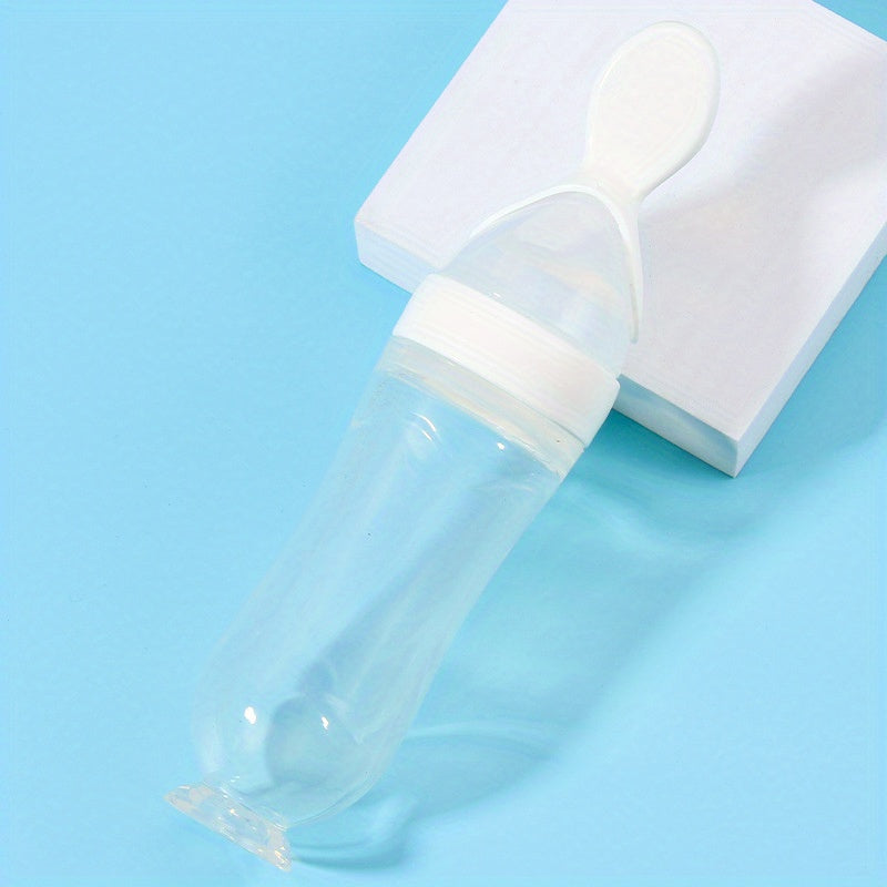 Silicone Baby Feeding Bottle with Spoon for Infants and Toddlers