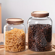 Large Glass Food Storage Jars with Airtight Wooden Lids for Kitchen Organization