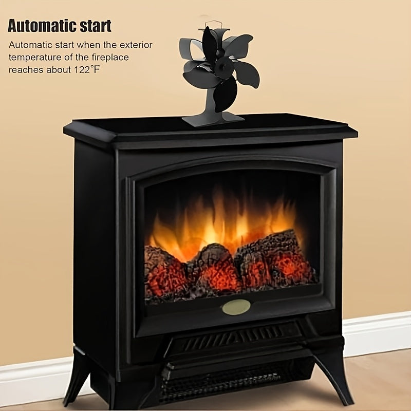 Wood Stove Fan Noiseless Fireplace Fan with 5 Heat-Driven Blades Heat-Resistant