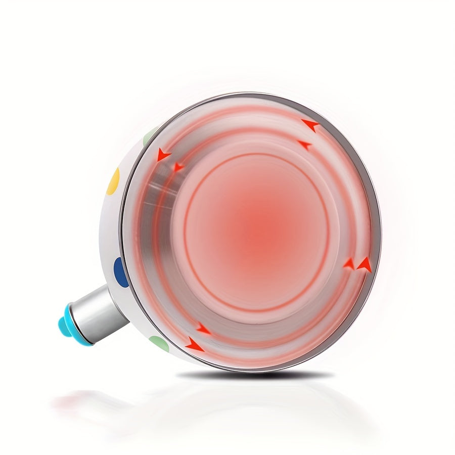 Polka nuqtalari bilan zanglamas po'latdan yasalgan shovqinli qozon, gaz BBQ uchun rang-barang qaynatish qozoni, magnit pechka bilan mos, ochiq havoda sayohat va lagerda suv qozoni uchun ideal